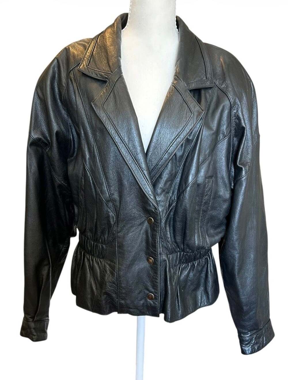 Vintage Maggie Lawrence Leather Jacket Size L Black